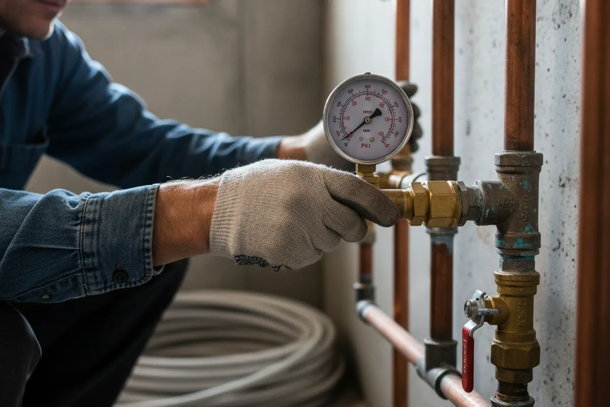 Pressure testing a repaired line during Water Line Repair in Adkins
